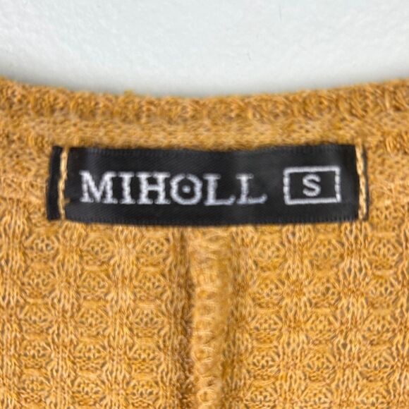 Miholl Rust Orange Gold Waffle Knit Thermal T Shirt Long Sleeves Button Front S - Picture 9 of 11